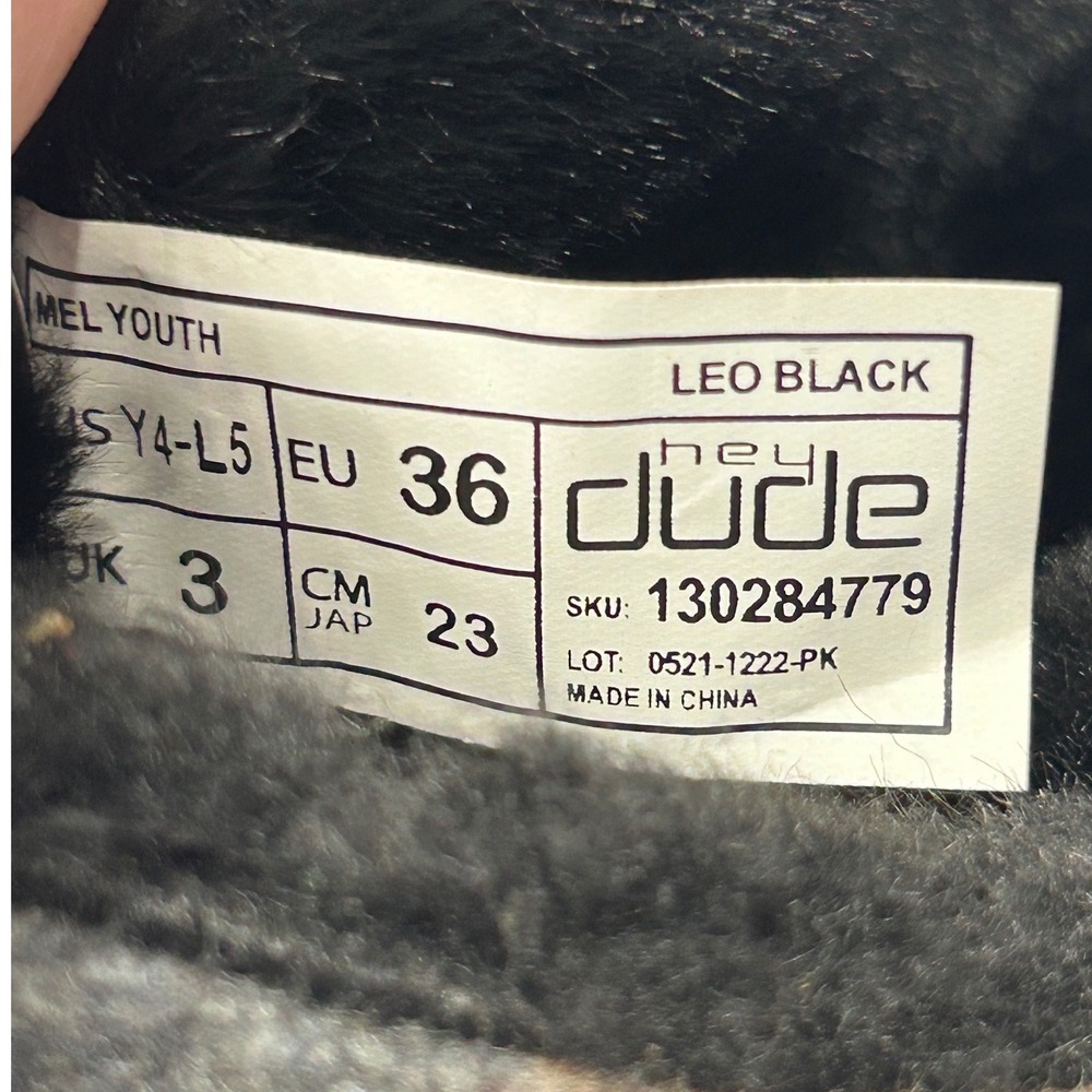 Hey Dude Youth Leopard Black Faux Fur Boots Kids Size 4 Brand New With Tags - Picture 14 of 15
